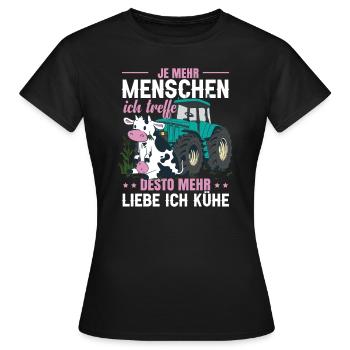 Vieh Kuh Traktor Sprüche Lustig - Frauen T-Shirt - Schwarz - Vorne - AI Model Female 172 dark (172cm)