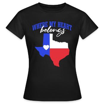 Où mon cœur appartient Texas - T-shirt Femme - noir - Devant - AI Model Female 172 dark (172cm)
