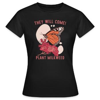 Monarch-Schmetterling Wolfsmilch - Frauen T-Shirt - Schwarz - Vorne - AI Model Female 172 dark (172cm)