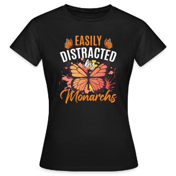 Leicht abgelenkt von Monarchen - Frauen T-Shirt - Schwarz - Vorne - AI Model Female 172 dark (172cm)