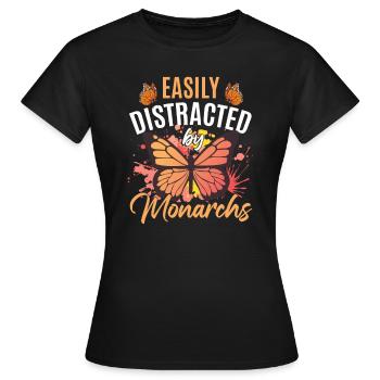 Leicht abgelenkt von Monarchen - Frauen T-Shirt - Schwarz - Vorne - AI Model Female 172 dark (172cm)
