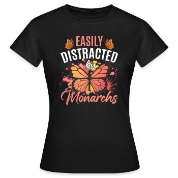Leicht abgelenkt von Monarchen - Frauen T-Shirt - Schwarz - Vorne - AI Model Female 172 dark (172cm)