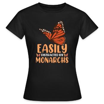 Leicht abgelenkt von Monarchen - Frauen T-Shirt - Schwarz - Vorne - AI Model Female 172 dark (172cm)