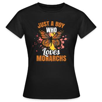 Nur ein Junge, der Monarchen liebt - Frauen T-Shirt - Schwarz - Vorne - AI Model Female 172 dark (172cm)