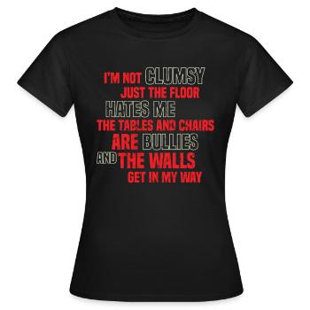 Witz Tollpatschig - Frauen T-Shirt - Schwarz - Vorne - AI Model Female 172 dark (172cm)