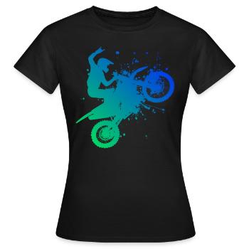 Men's Dirt Bike Dirt Biker Supermoto Dirt Bike - Women's T-Shirt - black - Front - AI Model Female 172 dark (172cm)