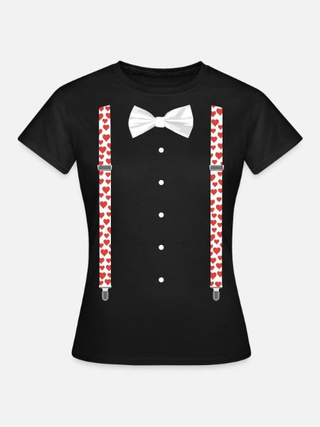 Bretelles et noeud papillon avec coeur I shirt amusant Jga - T-shirt Femme - noir