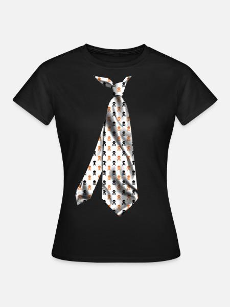 halloween skull printed necktie t-shirt design - Women's T-Shirt - black