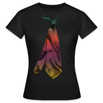 printed necktie t-design colorful abstract texture - Women's T-Shirt - black - Front - AI Model Female 172 dark (172cm)