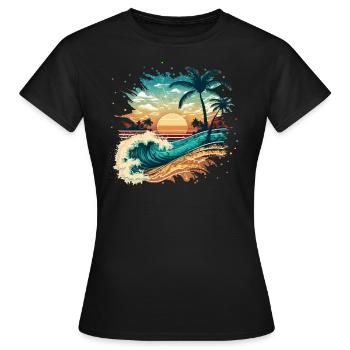 Tropical surf beach - Women's T-Shirt - black - Front - AI Model Female 172 dark (172cm)