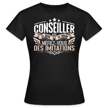 Conseiller le seul Conseiller le vrai Conseiller - T-shirt Femme - noir - Devant - AI Model Female 172 dark (172cm)