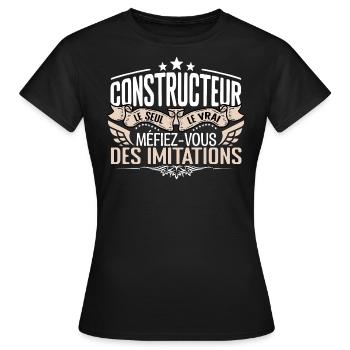 Constructeur le seul Constructeur le vrai Construc - T-shirt Femme - noir - Devant - AI Model Female 172 dark (172cm)