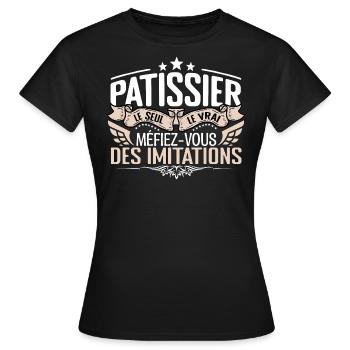 Pâtissier le seul Pâtissier le vrai Pâtissier - T-shirt Femme - noir - Devant - AI Model Female 172 dark (172cm)