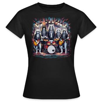 Rockin' Cats Hommage psychédélique - T-shirt Femme - noir - Devant - AI Model Female 172 dark (172cm)