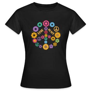 La paix des années 70 - T-shirt Femme - noir - Devant - AI Model Female 172 dark (172cm)