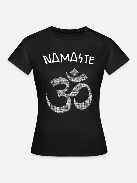 Yoga Om Namaste - Frauen T-Shirt - Schwarz