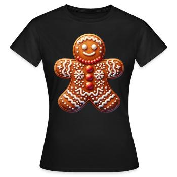 Pain d’épices de Noël Pain d’épices - T-shirt Femme - noir - Devant - AI Model Female 172 dark (172cm)