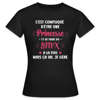 Compliqué princesse et faire du bmx - T-shirt Femme - noir - Devant - AI Model Female 172 dark (172cm)