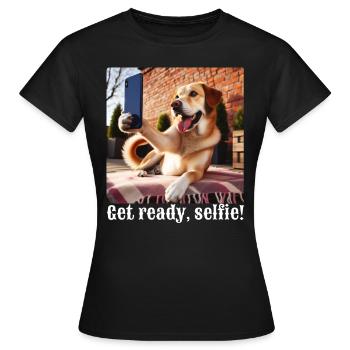 Auf die Plätze, Selfie-6 - Frauen T-Shirt - Schwarz - Vorne - AI Model Female 172 dark (172cm)