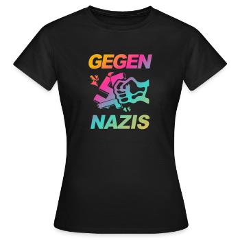 Contre les nazis, contre le poing droit. FCK NZS - T-shirt Femme - noir - Devant - AI Model Female 172 dark (172cm)