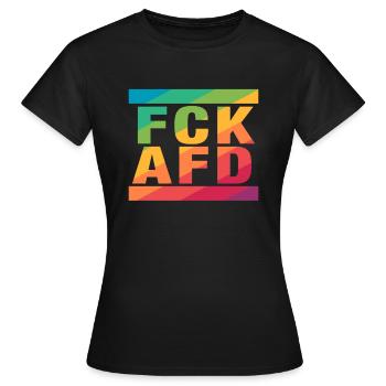 Contre les nazis - FCK AFD - Contre la droite - LGBTQ - T-shirt Femme - noir - Devant - AI Model Female 172 dark (172cm)