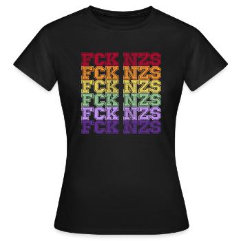 Contre les Nazis - FCK NZS - Contre la droite - Spécial - T-shirt Femme - noir - Devant - AI Model Female 172 dark (172cm)