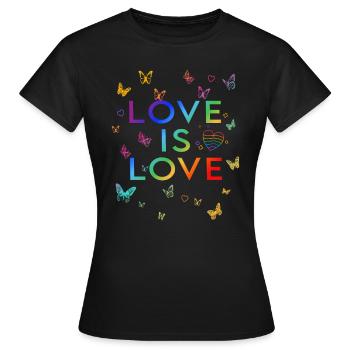 L’amour, c’est l’amour ! Déclaration Gay Pride LGBTQI+ - T-shirt Femme - noir - Devant - AI Model Female 172 dark (172cm)