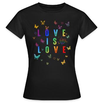 L’amour, c’est l’amour ! Déclaration Gay Pride LGBTQI+ - T-shirt Femme - noir - Devant - AI Model Female 172 dark (172cm)