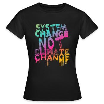 Changement de système - pas changement climatique - T-shirt Femme - noir - Devant - AI Model Female 172 dark (172cm)