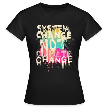 Changement de système - pas changement climatique - T-shirt Femme - noir - Devant - AI Model Female 172 dark (172cm)