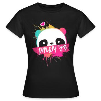 Diplom '23 Motto mit Panda - Diplom Abschluss 2023 - Frauen T-Shirt - Schwarz - Vorne - AI Model Female 172 dark (172cm)