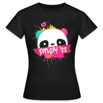 Diplom '22 Motto mit Panda - Diplom Abschluss 2022 - Frauen T-Shirt - Schwarz - Vorne - AI Model Female 172 dark (172cm)
