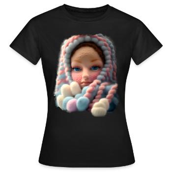 Laine visage enfant - T-shirt Femme - noir - Devant - AI Model Female 172 dark (172cm)