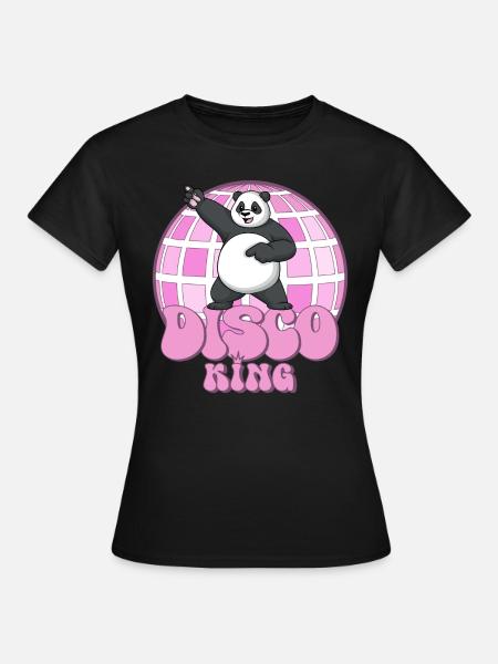 Disco King Panda 70s Disco Ball Discoking - Women's T-Shirt - black