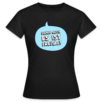 Danke Gott. Es ist Freitag! - Frauen T-Shirt - Schwarz - Vorne - AI Model Female 172 dark (172cm)