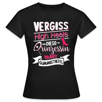 This princess wears rubber boots - Women's T-Shirt - black - Front - AI Model Female 172 dark (172cm)