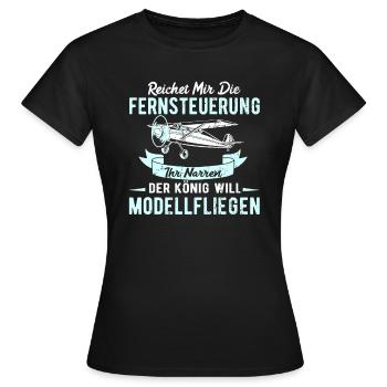 Modellflieger Reichet mir die Fernsteuerung Pilot - Frauen T-Shirt - Schwarz - Vorne - AI Model Female 172 dark (172cm)