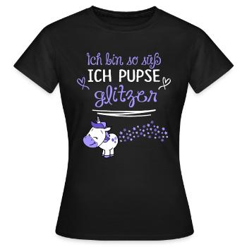 ich bin so suess ich pupse glitzer - Frauen T-Shirt - Schwarz - Vorne - AI Model Female 172 dark (172cm)