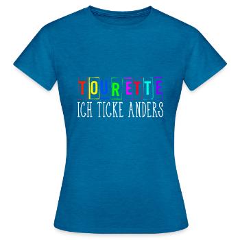 tourette ich ticke anders - Frauen T-Shirt - Antikblaues Saphir meliert - Vorne - AI Model Female 172 dark (172cm)