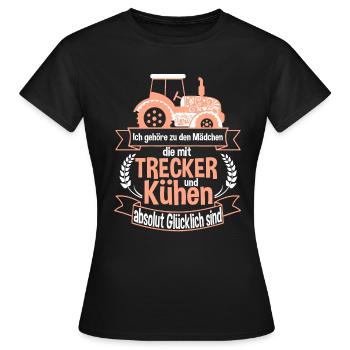 Landwirtin Bäuerin Spruch Trecker und Kühe Mädchen - Frauen T-Shirt - Schwarz - Vorne - AI Model Female 172 dark (172cm)