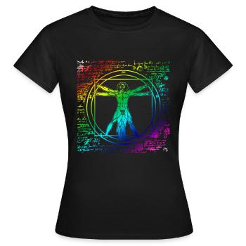 Gay Pride Leonardo Da Vinci Vitruvian Rainbow - Women's T-Shirt - black - Front - AI Model Female 172 dark (172cm)