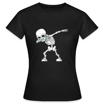 Dabbing Skelett Mundschutz Atemschutz Maske - Frauen T-Shirt - Schwarz - Vorne - AI Model Female 172 dark (172cm)