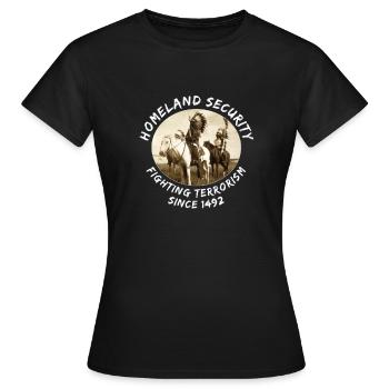 Native Americans Homeland Security Indianer Pferde - Frauen T-Shirt - Schwarz - Vorne - AI Model Female 172 dark (172cm)