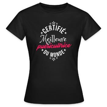 Certifié Meilleur Puéricultrice du Monde - T-shirt Femme - noir - Devant - AI Model Female 172 dark (172cm)