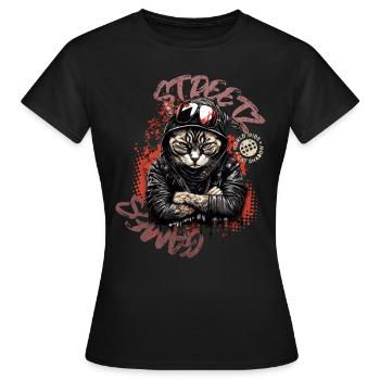 Chat streetwear - T-shirt Femme - noir - Devant - AI Model Female 172 dark (172cm)