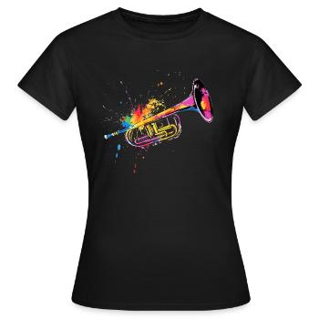 Trompete Jazz Musik Bunt - Frauen T-Shirt - Schwarz - Vorne - AI Model Female 172 dark (172cm)