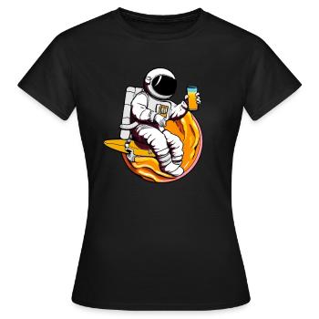 astronaute qui surf sur un jus d'orange - T-shirt Femme - noir - Devant - AI Model Female 172 dark (172cm)