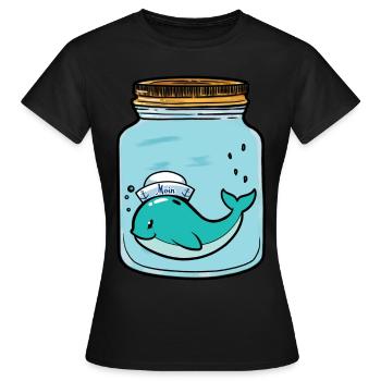 Wal Fische Fisch Aquarium Zoologie Zootiere - Frauen T-Shirt - Schwarz - Vorne - AI Model Female 172 dark (172cm)