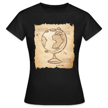 Geografie - Vintage Globus & Zeigestock - Frauen T-Shirt - Schwarz - Vorne - AI Model Female 172 dark (172cm)