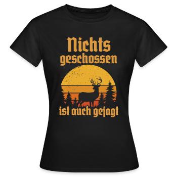Jäger Jagd Hirsch Rotwild Jagen Jungjäger - Frauen T-Shirt - Schwarz - Vorne - AI Model Female 172 dark (172cm)